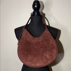 Universal Thread Suede Crescent Shoulder Bag Brown Moon Hobo Minimalist Y2K Vibe
